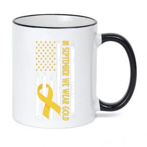 In September We Wear Gold Childhood Cancer Awareness Flag 11oz Black Color Changing Mug