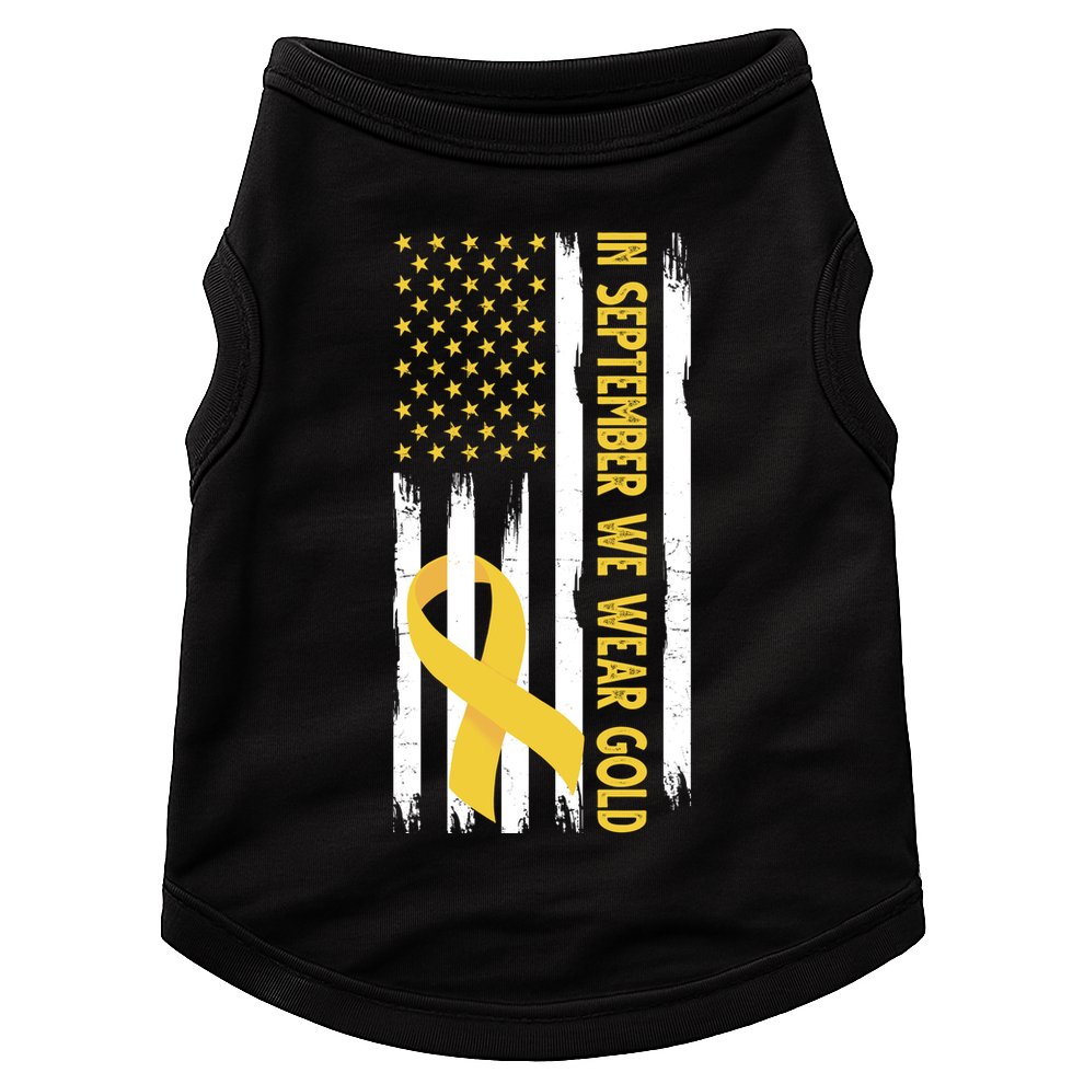 In September We Wear Gold Childhood Cancer Awareness Flag Doggie Tank