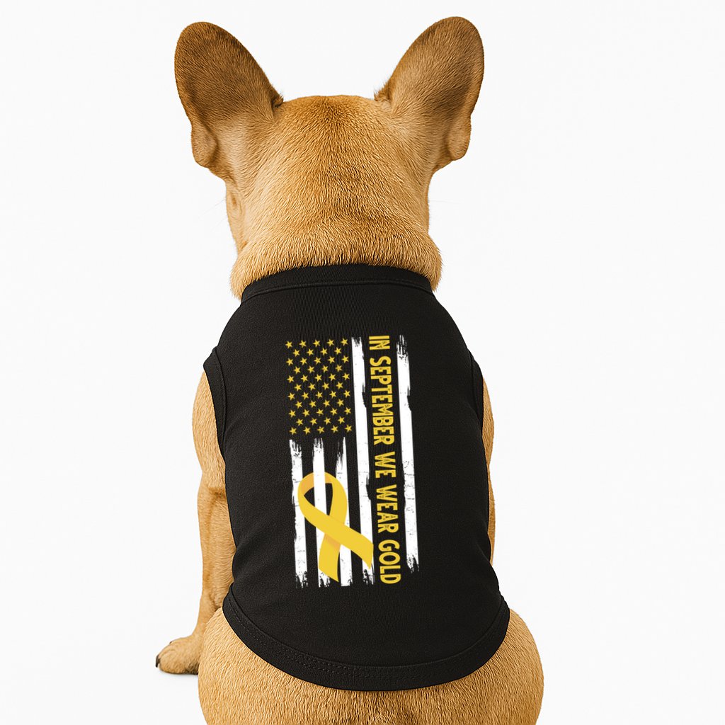 In September We Wear Gold Childhood Cancer Awareness Flag Doggie Tank
