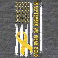 In September We Wear Gold Childhood Cancer Awareness Flag Flat Bill Trucker Hat