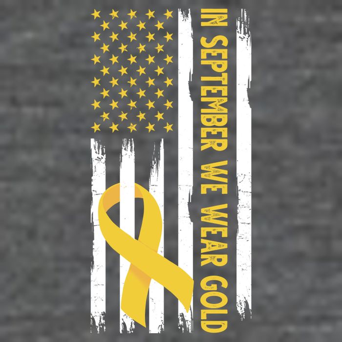 In September We Wear Gold Childhood Cancer Awareness Flag Flat Bill Trucker Hat