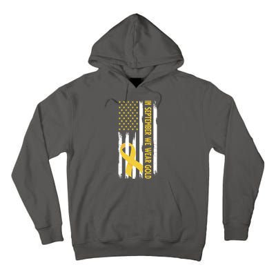 In September We Wear Gold Childhood Cancer Awareness Flag Tall Hoodie