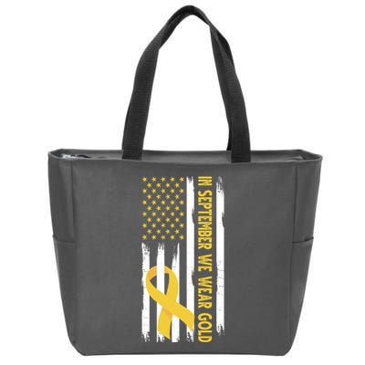 In September We Wear Gold Childhood Cancer Awareness Flag Zip Tote Bag