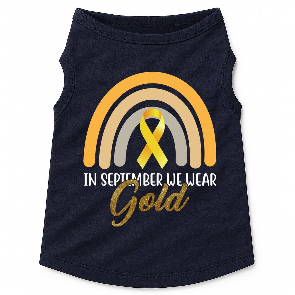 In September We Wear Gold Childhood Cancer Rainbow Doggie Tank