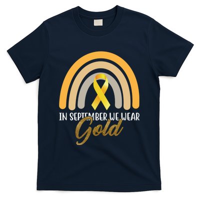 In September We Wear Gold Childhood Cancer Rainbow T-Shirt