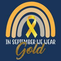 In September We Wear Gold Childhood Cancer Rainbow Flat Bill Trucker Hat