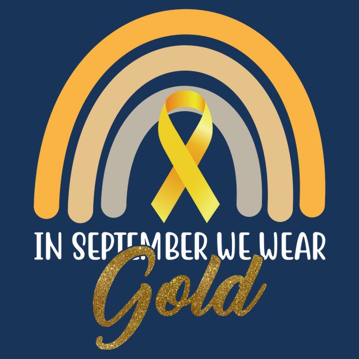 In September We Wear Gold Childhood Cancer Rainbow Flat Bill Trucker Hat