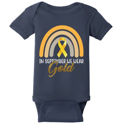 In September We Wear Gold Childhood Cancer Rainbow Baby Bodysuit