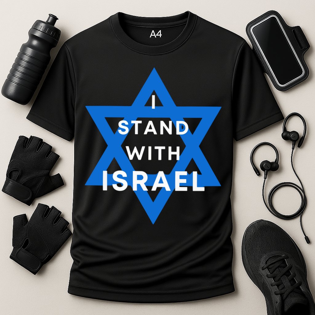 I Stand With Israel Support Black Performance Shirt