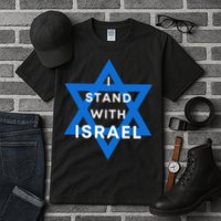 I Stand With Israel Support Black Tall T-Shirt