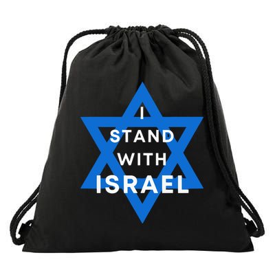 I Stand With Israel Support Black Drawstring Bag