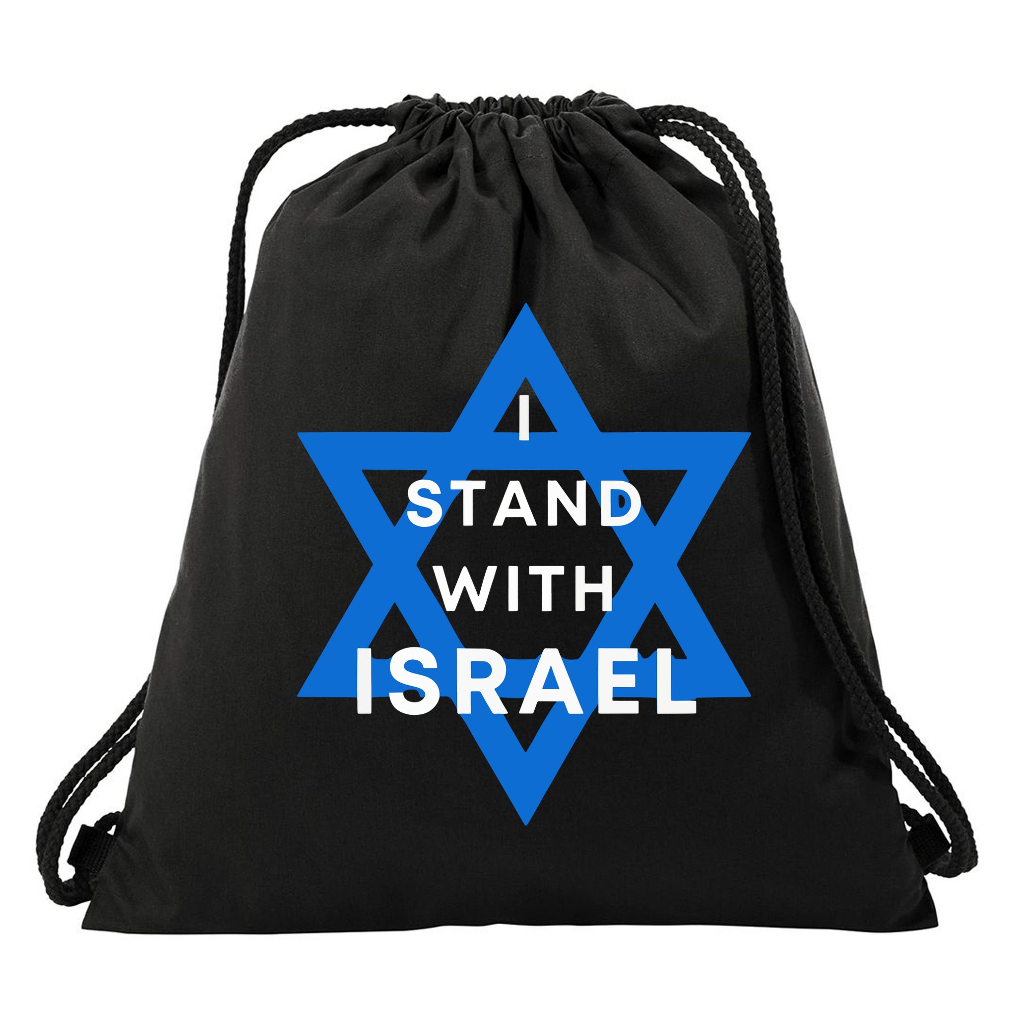 I Stand With Israel Support Black Drawstring Bag