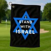 I Stand With Israel Support Black Golf Towel