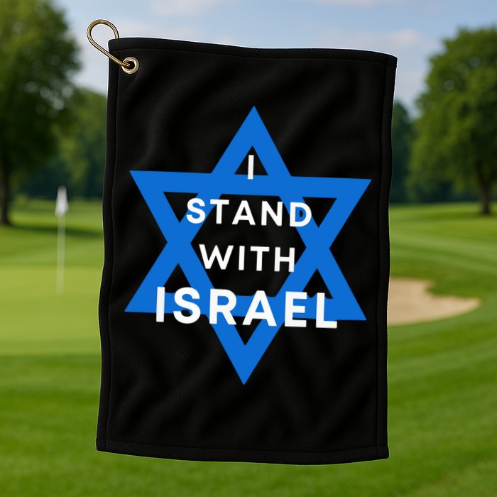I Stand With Israel Support Black Golf Towel