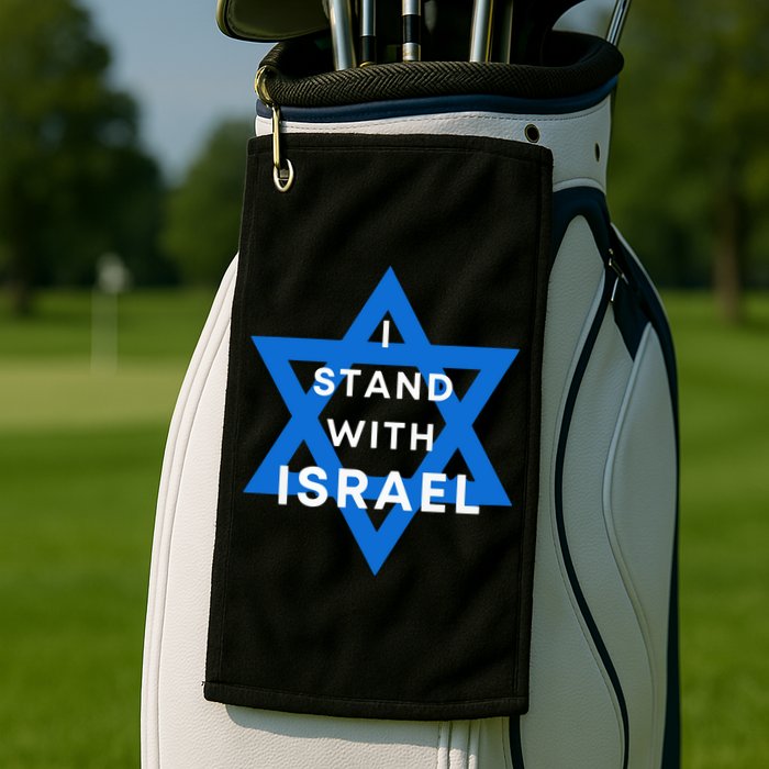 I Stand With Israel Support Black Golf Towel