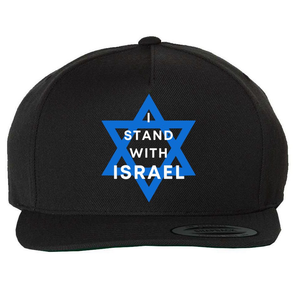 I Stand With Israel Support Black Wool Snapback Cap