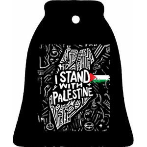 I Stand With Palestine Quote A Free Palestine Design Ceramic Bell Ornament