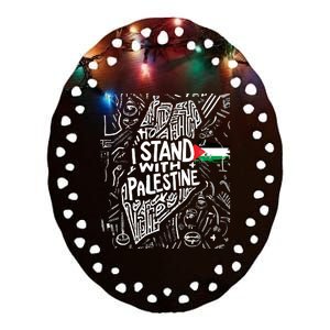 I Stand With Palestine Quote A Free Palestine Design Ceramic Oval Ornament