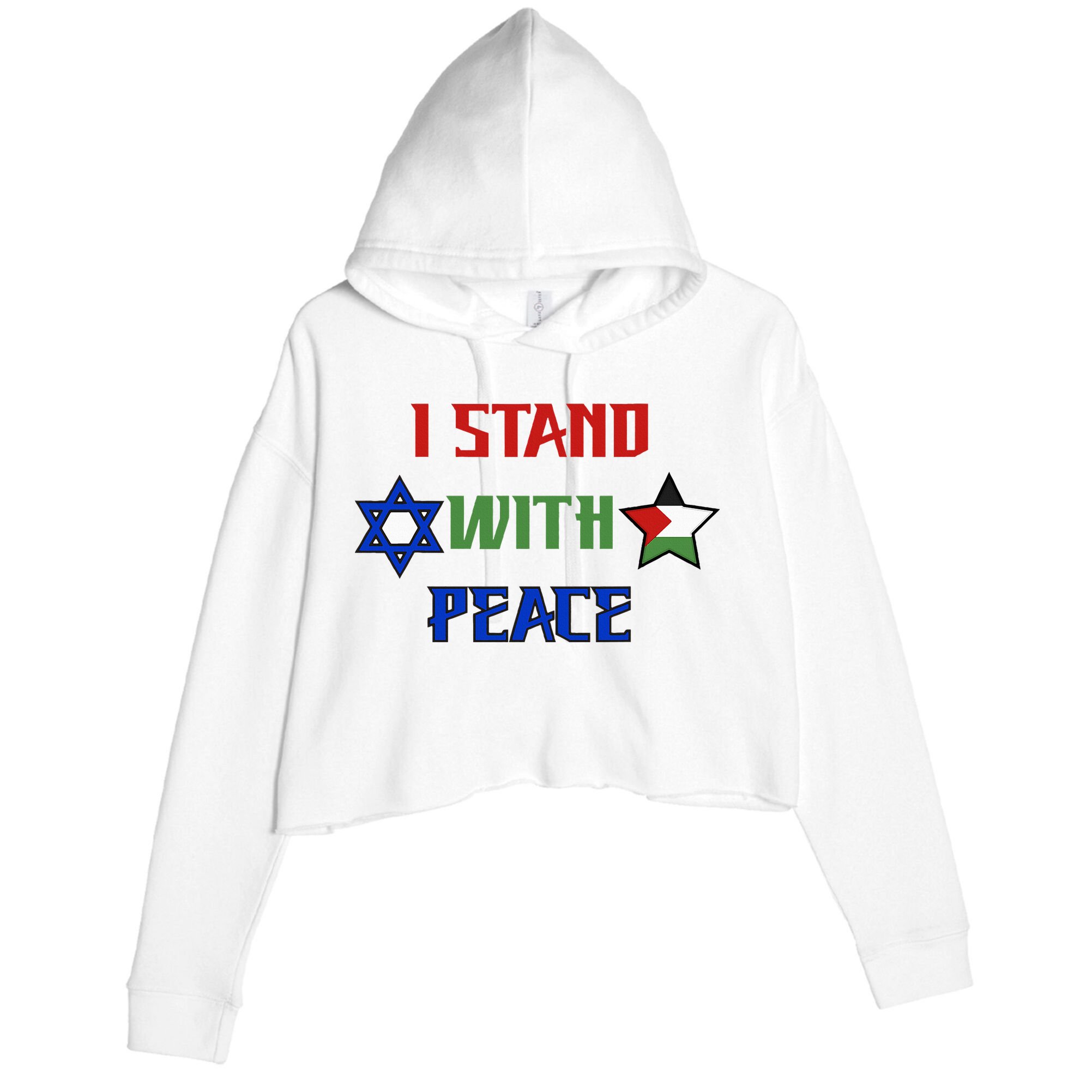 i stand with peace palestine israel Crop Fleece Hoodie