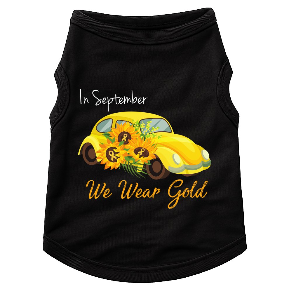 In September We Wear Gold Sunflower Vintage Car Doggie Tank
