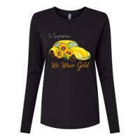 In September We Wear Gold Sunflower Vintage Car Womens Cotton Relaxed Long Sleeve T-Shirt