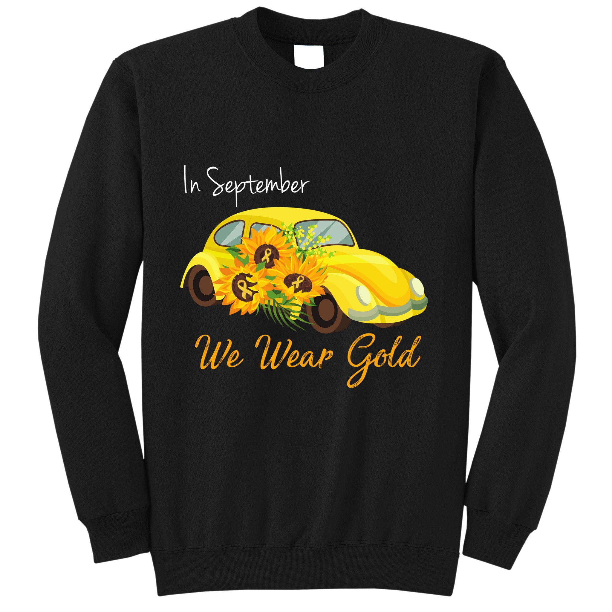 In September We Wear Gold Sunflower Vintage Car Sweatshirt