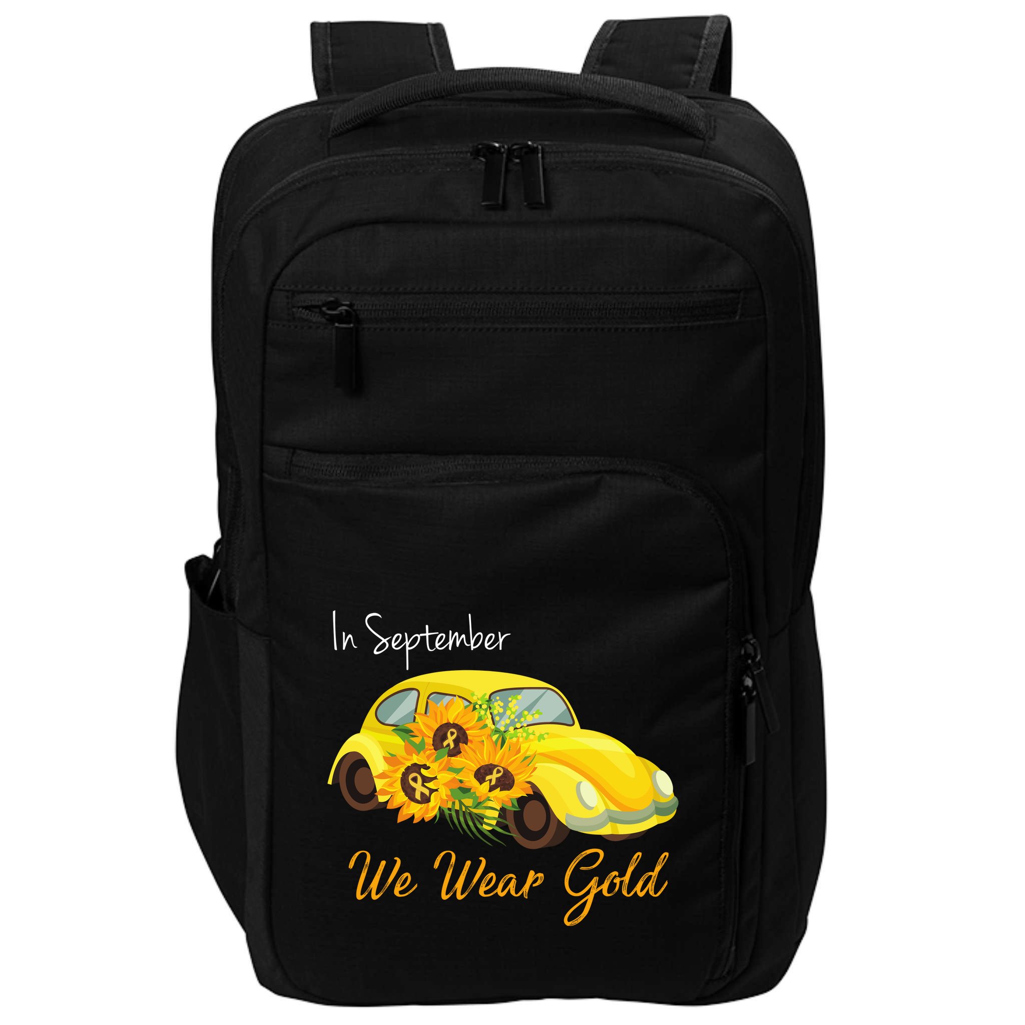 In September We Wear Gold Sunflower Vintage Car Impact Tech Backpack