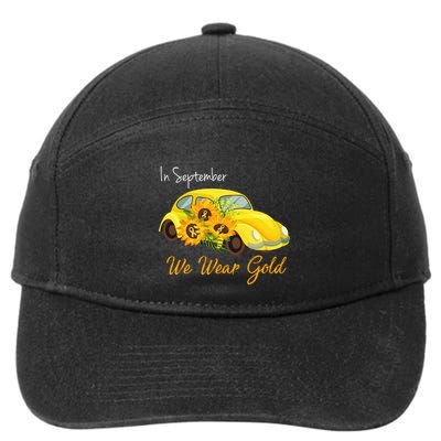 In September We Wear Gold Sunflower Vintage Car 7-Panel Snapback Hat