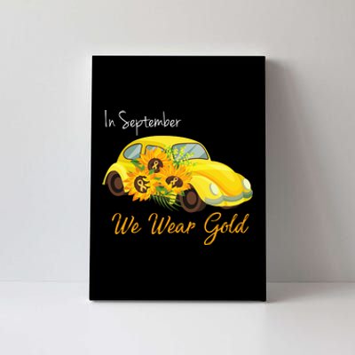 In September We Wear Gold Sunflower Vintage Car Canvas