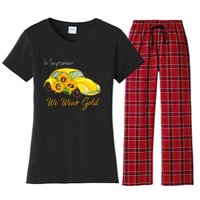 In September We Wear Gold Sunflower Vintage Car Women's Flannel Pajama Set