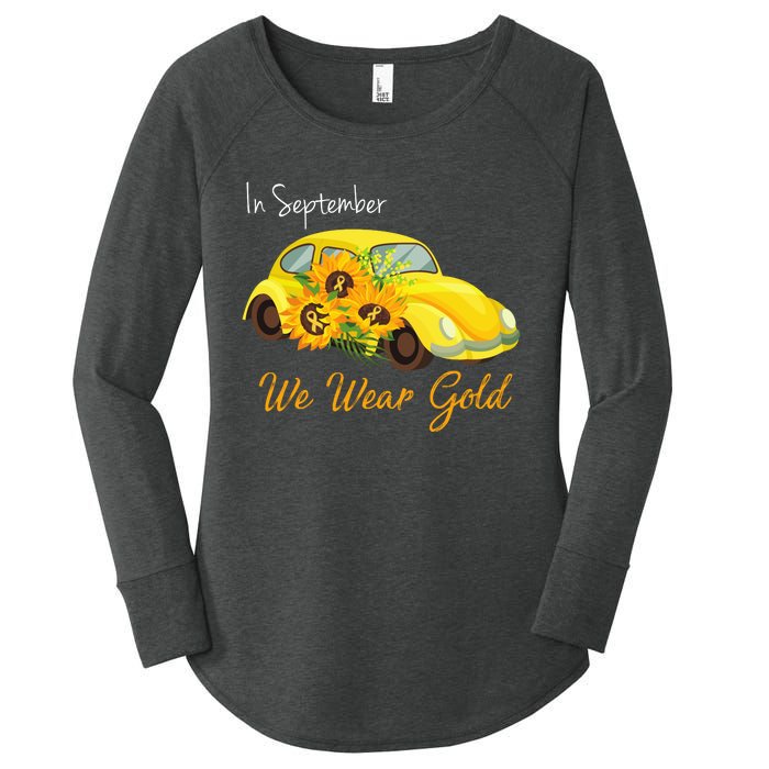 In September We Wear Gold Sunflower Vintage Car Women's Perfect Tri Tunic Long Sleeve Shirt