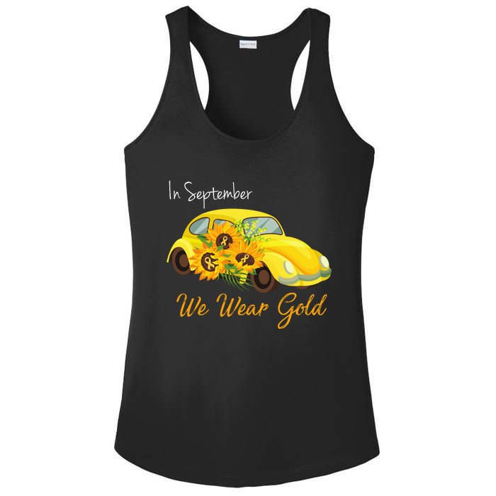 In September We Wear Gold Sunflower Vintage Car Ladies PosiCharge Competitor Racerback Tank