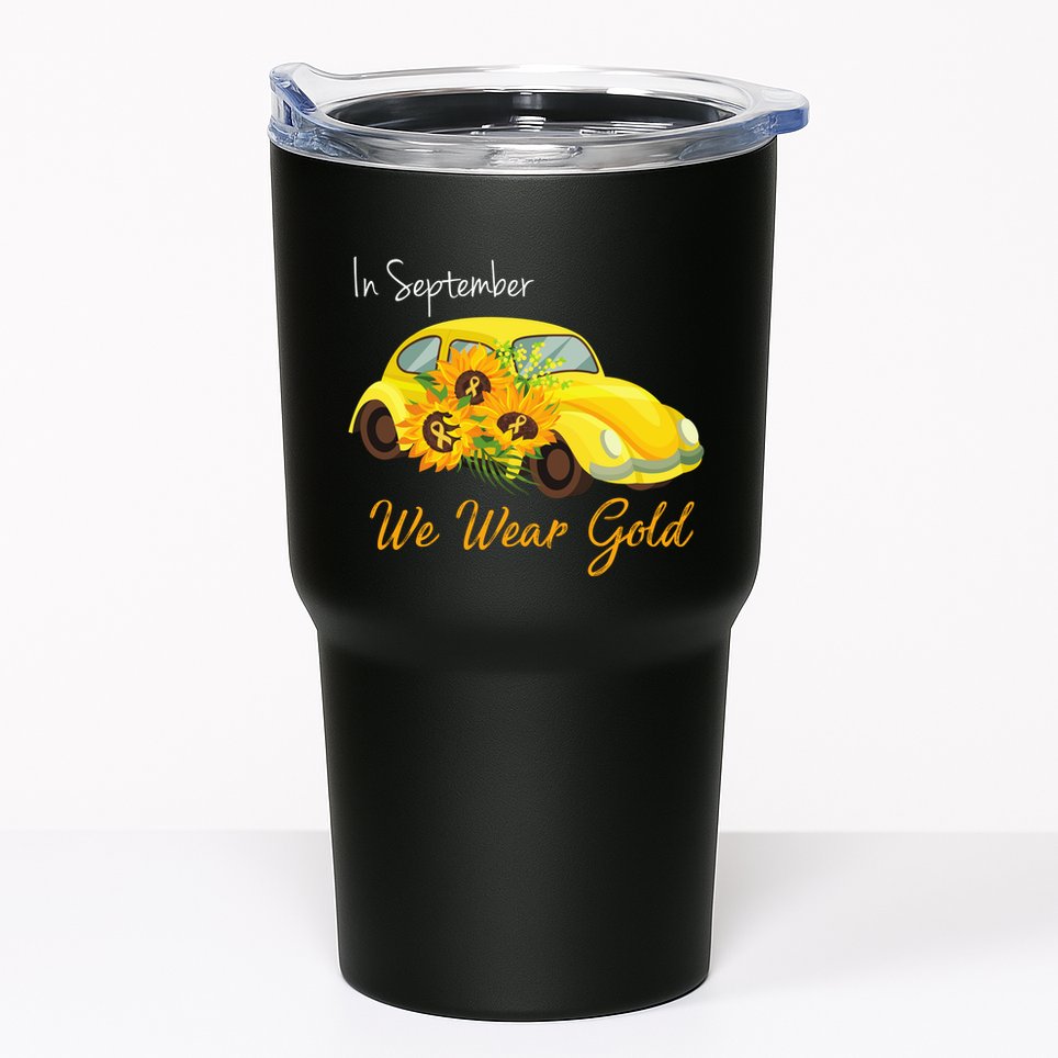In September We Wear Gold Sunflower Vintage Car Tumbler