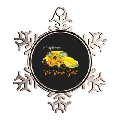 In September We Wear Gold Sunflower Vintage Car Metallic Star Ornament