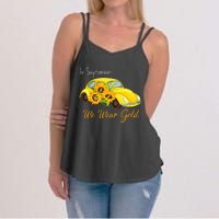 In September We Wear Gold Sunflower Vintage Car Women's Strappy Tank