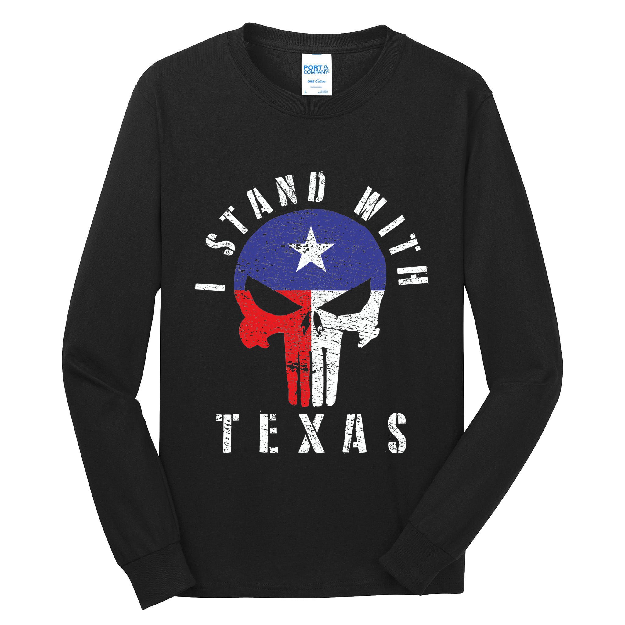 I Stand With Texas Flag Usa State Of Texas Tall Long Sleeve T-Shirt