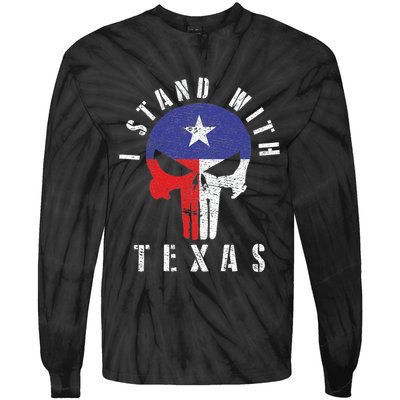 I Stand With Texas Flag Usa State Of Texas Tie-Dye Long Sleeve Shirt