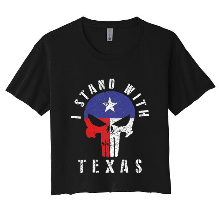 I Stand With Texas Flag Usa State Of Texas Women's Crop Top Tee