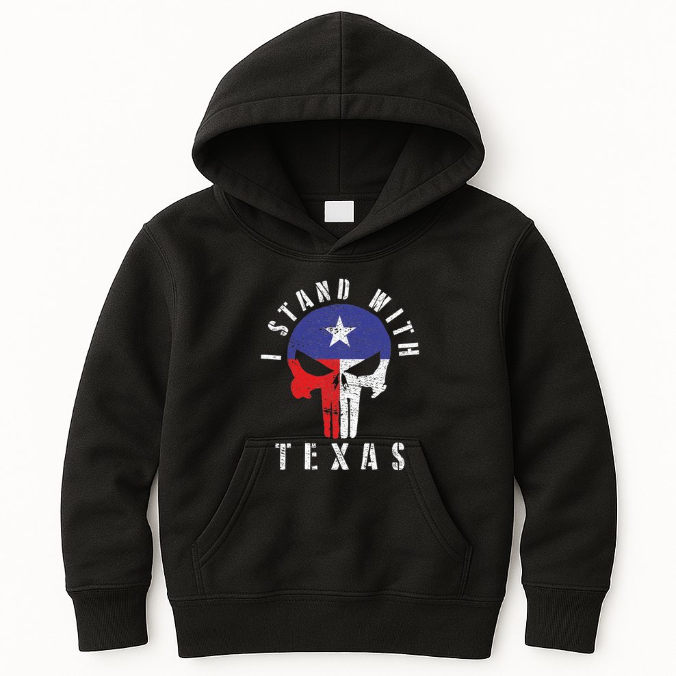 I Stand With Texas Flag Usa State Of Texas Kids Hoodie
