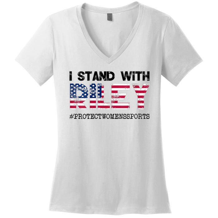 I Stand With Riley Gaines #ProtectWomensSports Women's V-Neck T-Shirt