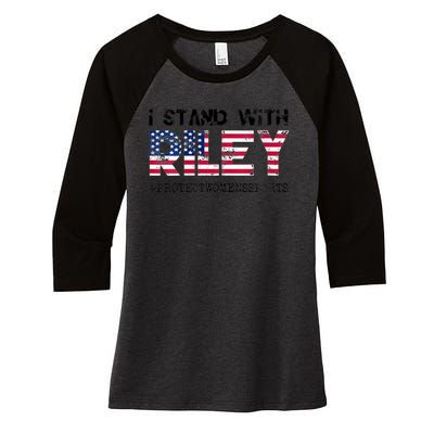 I Stand With Riley Gaines #ProtectWomensSports Women's Tri-Blend 3/4-Sleeve Raglan Shirt