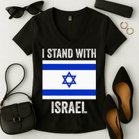 I Stand With Israel Free Israel Women's V-Neck T-Shirt