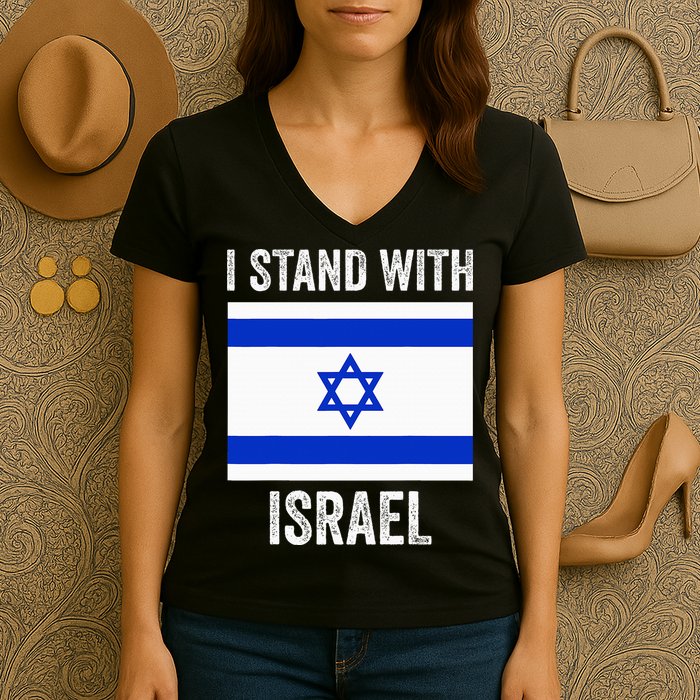 I Stand With Israel Free Israel Women's V-Neck T-Shirt