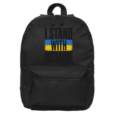 I Stand With Ukraine Bold Ukrainian Flag Support Gift 16 in Basic Backpack