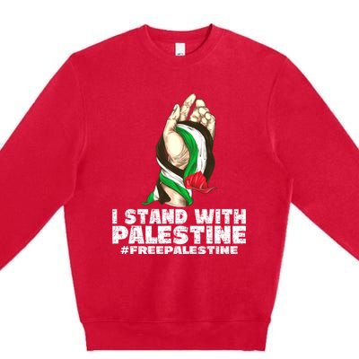 I Stand With Palestine For Their Freedom Free Palestine Premium Crewneck Sweatshirt