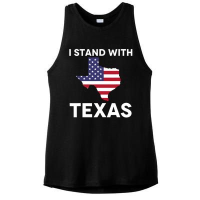 I Stand With Texas Usa Flag Ladies PosiCharge Tri-Blend Wicking Tank