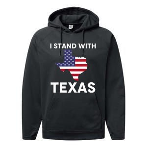 I Stand With Texas Usa Flag Performance Fleece Hoodie