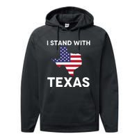 I Stand With Texas Usa Flag Performance Fleece Hoodie