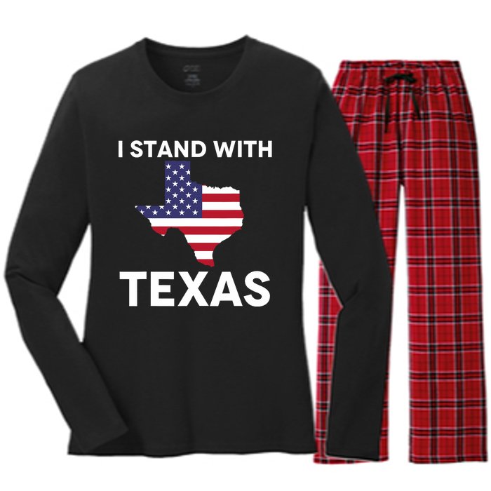 I Stand With Texas Usa Flag Women's Long Sleeve Flannel Pajama Set 