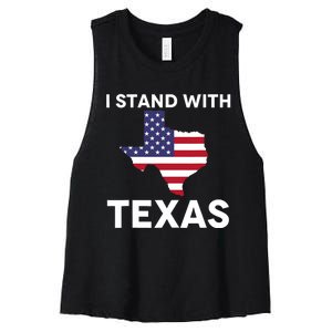 I Stand With Texas Usa Flag Women's Racerback Cropped Tank